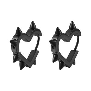 JING Stainless Steel Heart Hoop Earrings Geometric Design Silver Color Stud Earrings Fashion Small Size Rivet Earrings For Women