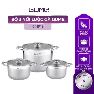 Bộ 3 Nồi Luộc Gà GUME Hàn Quốc GMP19- Bảo hành 5 năm -  Size 18cm/20cm/28cm