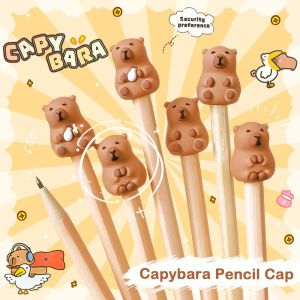 MACRAMEX Capybaras Pencil Nib Protective Cap Correction Stationery 2 in 1 Erasers High Quality Cat Shape Pencil Extender Students Gift