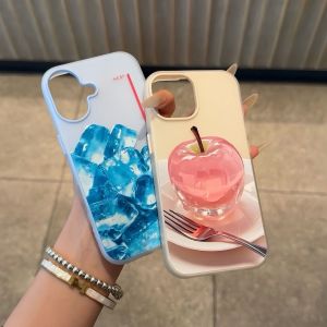 Phone Case For IPhone 11 PRO MAX XR 15 16 14 12 13 17 Air PRO MAX XR XS 7 8 6 6S 11 12 13 14 15 16 17 Plus Casing IPhone 11PRO 11PROMAX 13PROMAX 14PROMAXA Ice Strawberry Soft Cute Cool 2 in1 Jelly TPU Shockproof Case Cover GDK066A