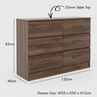 Furniture Direct MARIE AISHA 6 drawer chest-3 colors
