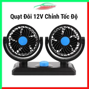 Quạt điện ô tô mini 12V / 24V đôi đơn cắm tẩu sạc xoay 360 độ để trên xe hơi bàn làm việc nhỏ gọn tiện lợi