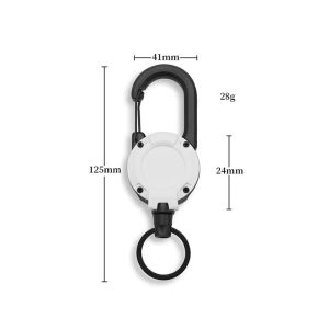 Heavy Duty Retractable Steel Wire Pull Carabiner Keychain Anti-theft Easy-to-pull Buckle for Outdoor