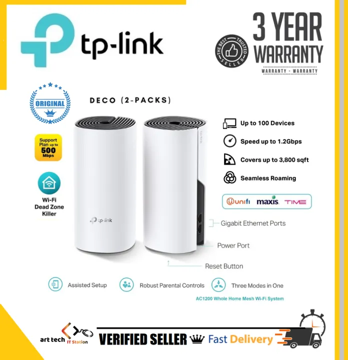 TP-Link Deco M4 2-Pack - AC1200 Gigabit Whole Home Mesh Wi-Fi Wireless Router Wi-Fi System
