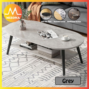 MIZONA 2 Layer Wooden Coffee Table Rounded Corner Home Living Room Small Tea Side Table