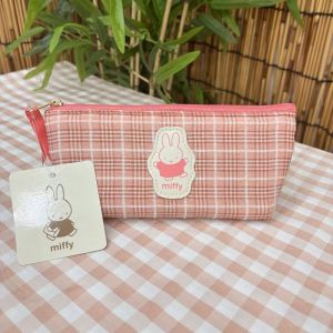 ready stock japanese style miffy rabbit pencil case cotton plaid cute large capacity student stationery pouch cosmetic storage bag
