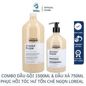 [SALE CHÍNH HÃNG]Combo Dầu Gội 1500ml Dầu Xả 750ml Loreal Professionnel Phục Hồi Hư Tổn Toàn Diện Serie Expert Absolut Repair Gold