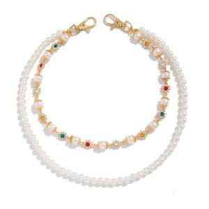 Dải thắt eo thời trang với ngọc trai và hoa decors hai lớp dải thắt eo bắt mắt quần túi có dây eo