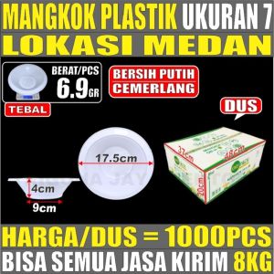 Mangkok Plastik Tebal Putih Bersih Cemerlang M6 uk 6 Sedang atau Mangkok M7 uk 7 Besar Mangkok Makan Sekali Pakai Dus Medan
