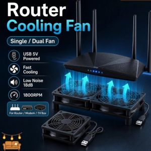 24cm USB Router Cooling Fan 1800RPM Low Noise Fan for WiFi Modem TV Box Laptop 5V Powered 95cm Cable