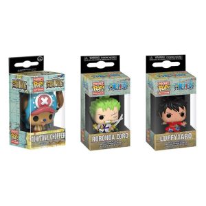 Funko POP One Piece Kimono Luffy Keychains Roronoa Zoro Action Figures Doll Collection Model Toys Key Ring