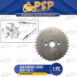 Ger Kamrat Atas Beat (34 T) - Gir Gear Gigi Atas Sentrik Besar Rantai Rante Keteng Kamprat Timing 34