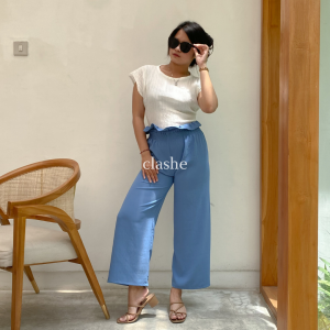 Celana Kulot Kembang Wanita Crinkle Airflow Anti Lecek Terbaru Korean Style Ootd Kekinian Tiara Pants by Clashe