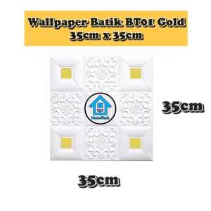 HT Wallpaper Stiker Foam Motif Batik BT01 Gold Premium Wall Paper Sticker Dinding