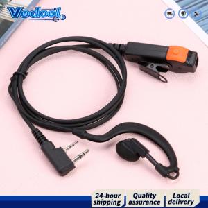 【Fast delivery】 2 Pin Walkie Talkie Headset Earphones K-Plug PU Wired Earhook Earpiece Dual PTT G Type with Microphone for Kenwood Baofeng 888S TYT