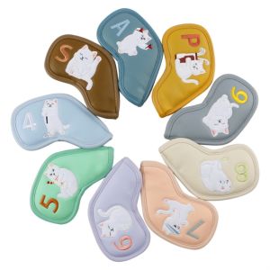 MUQZI Scratchproof Golf Iron Head Cover Cats Pattern PU Leather Golf Club Covers Colorful Cartoon Golf Head Protector Golf Supplies