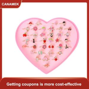 【CANAMEK 】 2Pcs Fashion Adjustable Kids Sweet Alloy Rings Children Costume Jewelry Toy Gift