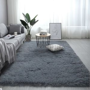 Carpet Living Room Washable Solid Color Plush Soft Bedroom Long Hair Floor Mat Sofa Bedside Fall Prevention
