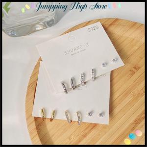 【Jumpping】 ต่างหูห้อยขนาดเล็กรูปวงกลมทำจากโลหะแฟชั่นใหม่สำหรับผู้หญิงชุดของขวัญเครื่องประดับ1ชุด