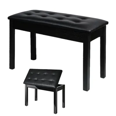 Piano Bench with Padded Cushion and Music Book Storage CompartmentPU Leather Padded Keyboard Seat