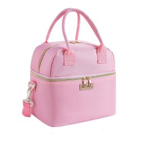 DVFDA Thermal Insulated Lunch Bag Leakproof Double Layer Picnic Bag Reusable with Shoulder Strap Food Thermo Bag Outdoor Use
