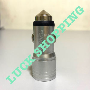 Smart Car Charger Dual USB 2.4A Fast Charging Adapter Bullet Head Safety Hammer 12V 24V