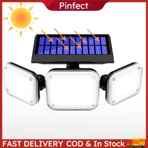 112 LED Motion Sensor Outdoor Lights IP65 Waterproof 3 Heads Flood Light with 3 Modes 6000-6500K for Yard Street Stadium House