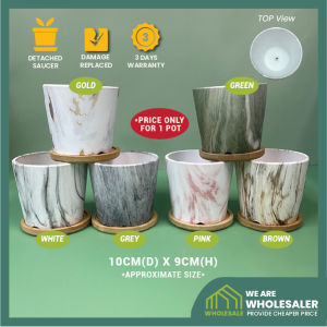 Matte Marble 7 Design Ceramic Flower Pot Round Desktop Potted Fleshy Flower with Saucer Vase Plant Pasu Bunga Seramik 花盆
