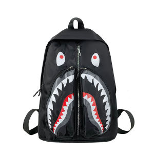 Cute Ugly Shark Design Large Capacity Backpack for Middle And High School Girls Trendy Street Style Casual Scene Shoulder Bag