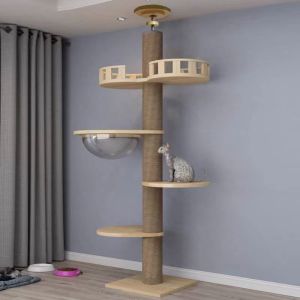 Premium Large Cat Tree House Wood Cat Condo Bed Scratcher House Cat Tower Hammock Cat Climbing Cat Scratching Climbing