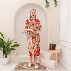 Kallyne Shop - Daster Jumbo Baju Tidur Santai Baju Rumahan Wanita Daster Bali Dress Midi Motif Kekinian