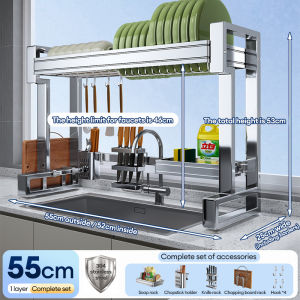 GAA 304 Stainless Steel Dish Rack Drainer Over the Sink Kitchen Organizer Large Dish Drying Rack Storage