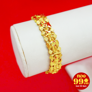 สร้อยข้อมือทอง ลายเลสแบน ความยาว 6.6 นิ้ว ตามแบบ เสริมบารมี ใส่ออกงานได้ ชุบทองติดทน สวยเป๊ะไม่โป๊ะ