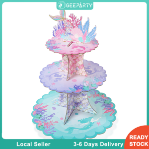 3 Tier Mermaid Tail Cupcake Stand for Kids Girls Under The Sea Birthday Party Decorations