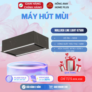 Máy hút mùi âm trần Malloca Line Light K750B màu đen phối kính đen điều khiển cử chỉ 740m³/h