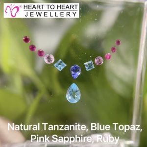 Natural Gemstone Tanzanite Blue Topaz Pink Sapphire Ruby (Gembox8013)
