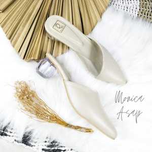 QUINCE MONICA MULES HEELS WANITA HAK KACA 5 CM