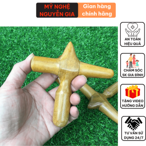 Búa Gõ Huyệt Gỗ Bách Xanh 12x12cm – Dụng Cụ Massage Cầm Tay Gõ Nhẹ Day Ấn Nguyễn Gia
