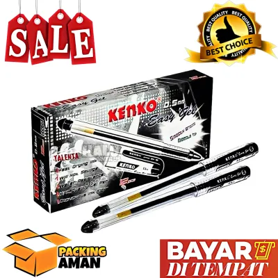 (BISA COD) PROMO 12 Pcs Pulpen / Pena / Pen / Bolpen Kenko Easy Gel 0.5mm Hitam