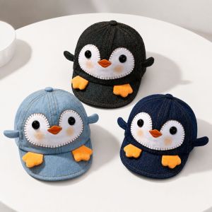 MODERNLUX Adjustable Penguin Newborn Baseball Cap Denim Breathable Childrens Cowboy Hat Cute Cartoon Baby Sun Hat For 6-20 Months