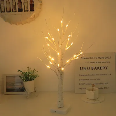 New LED Tree Branch Shaped Light Simulated White Birch Tree Home Party Atmosphere Decoration Landscape Glowing Tree Lamp