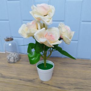 Pot Bunga Hias Mawar Plastik Artificial Hiasan Dekorasi Sudut Ruangan Ornamen Mini Rose COD PBP112