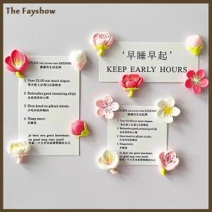 [The Fayshow] 12Pcs Sáng Tạo Bảng Trắng Phim Hoạt Hình Từ Sticker Tủ Lạnh Nam Châm Màu Hồng Hoa Nhựa Trang Trí Tủ Lạnh Nam Châm