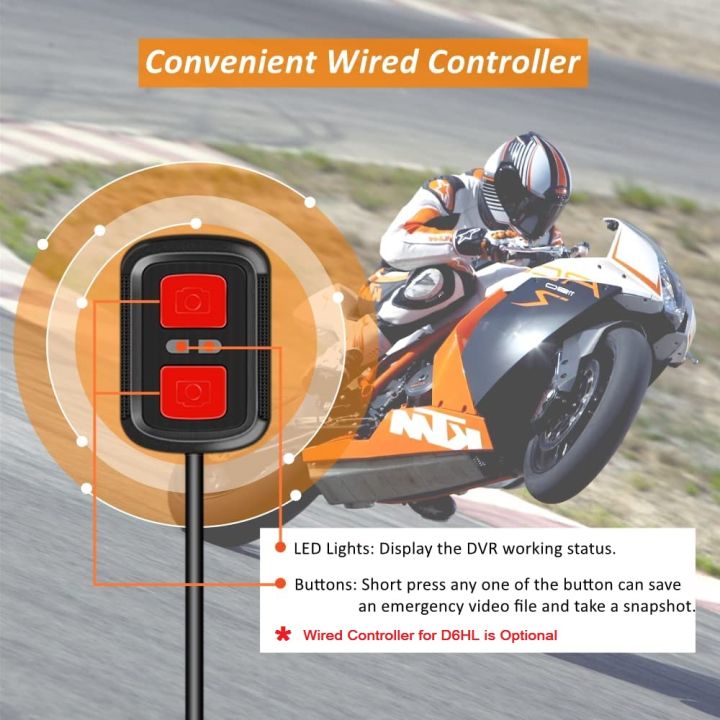VSYS D6HL/D6WL WiFi Motorcycle Dash Cam Dual 1080p FHD Motorcycle ...
