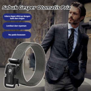 Ikat Pinggang Pria Kasual Nylon dengan Gesper Otomatis Ikat Pinggang Tanpa Gigi Bernapas dengan Tali Baja Cepat Kering