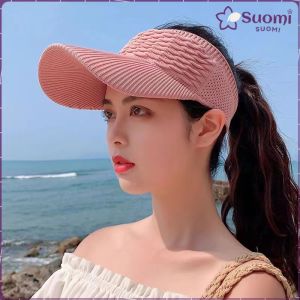 Suomi Women Summer Outdoor Beach Sunscreen Knitted Sun Hat