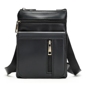 EDERN Cowhide Sling Bag for Men Retro Casual Mini Shoulder Bag Genuine Leather Crossbody Bag Cellphone Bag Fashion Mens Small Pouch