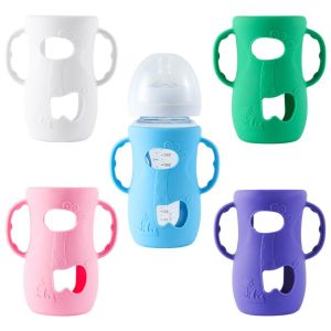 0HOWWUU ป้องกันการแตกหัก ฝาครอบขวดนม ทั่วไป พร้อมที่จับ ที่วางขวดนม แบบพกพา ฉนวนกันความร้อน ปลอกขวดแก้ว ที่รัก