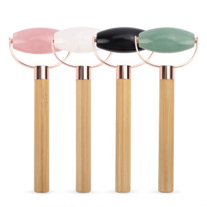 DECINIEE Natural Face Massage Roller Single Heads Jade Stone Roller Wooden Handle Face Neck Thin Lift Relaxing Massage Beauty Skin Care Slimming