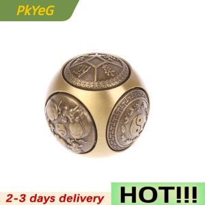 PkYeG Six-faced Four Blessing Luck Money Fidget Spinner Brass Stress Relief Cube Decompression Ball Fidget Toys Crafts